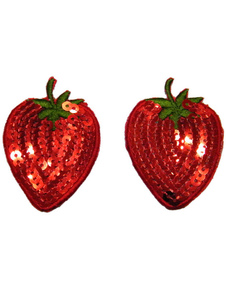 Pasties en PU rouges pailletés de forme fraise