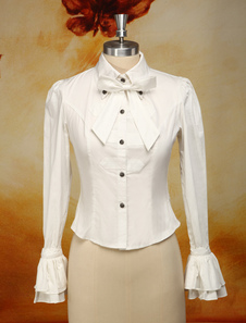 Chemisier lolita Prince en coton mélangé avec noeud col à revers