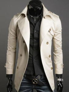 Manteau confortable écru blanc casual en coton