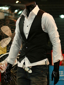 Gilet homme classique en coton uni avec boutonnage devant