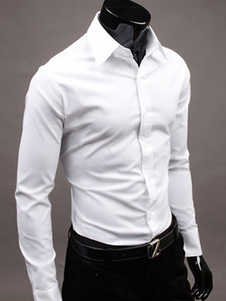 Chemise de costume slim en coton unicolore