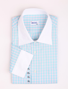 Chemise col pointes libres avec empiècements bi-matière