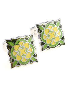 Bouton de manchette à motif de fleur bicolore