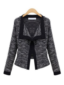 Chic cardigan mode écru blanc revers cranté manches longues