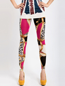 Leggings femmes en polyester rose imprimé