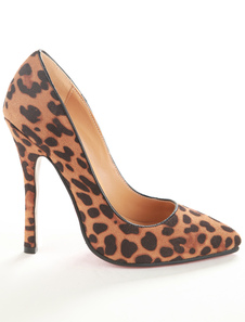Chaussures à talons aiguilles sexy en poils de cheval imprimé léopard