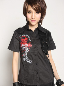 Chemisier lolita en coton mélangé avec impression