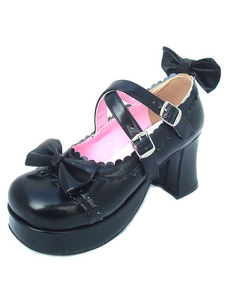 Poney talons Lolita Shoes plateforme chaussures sangles Boucles Bow Trim Roundt Toe