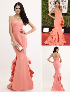 Robe des Golden Globes à volants de col en coeur