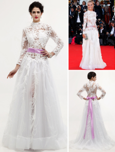 Robe pour Mostra de Venise blanche en voile de tulle