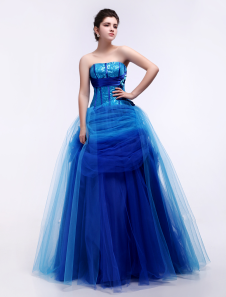 Robe de cérémonie boule en satin et gaze encolure coeur