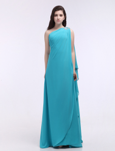 Robe de soirée verte forêt avec strass à une épaule