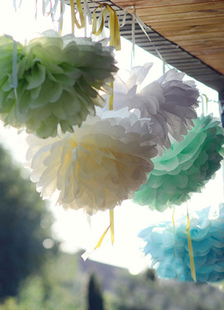 Boule-fleur de papier de 4 pièces pour mariage