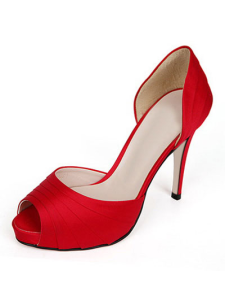 Chaussures à bout ouvert à talon aigu en soie et satin