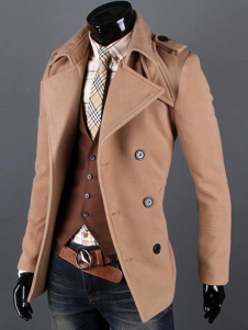 Manteau en coton mélangé beige unicolore