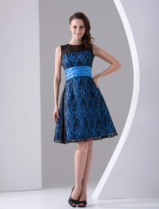 Robe de soirée en Satin élastique et dentelle sans Manches