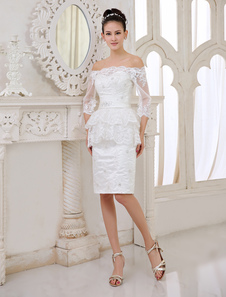 Robe mariée fourreau en organza ivoire avec perles à col bateau