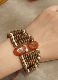 Rétro brun 16 cm Minimum bois acrylique Womens Clubwear Bracelet de mode.