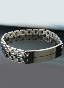 Bracelet homme en acier inoxydable argent creusé