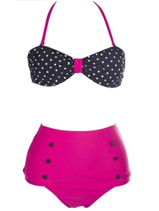 Magnétique bikini sexy en lycra spandex color-block avec bouton