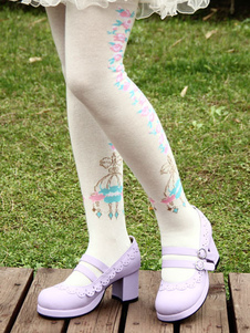 Chaussettes lolita en nylon imprimé fleuri