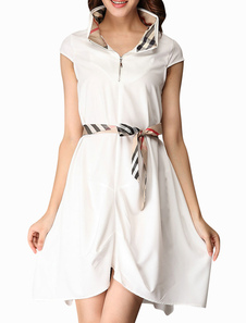 Robe droite en coton écossais avec ceinture