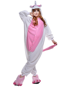 Combinaison pyjama licorne rose textile polaire kigurumi adulte