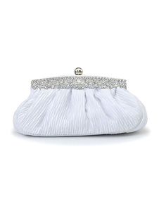 Fabuleuse pochette de soirée en soie avec décoration de rhinestones et chaîne