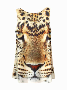 Débardeur féminin casual multicolore à motif léopard