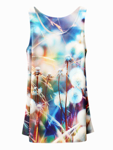 Débardeur féminin multicolore imprimé de pissenlit