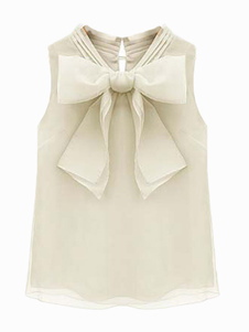 Blouse en organza unicolore avec un grand noeud