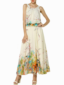 Robe longue en chiffon imprimé floral