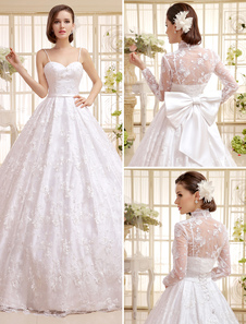 Robe de mariée ivoire avec dentelle encolure en coeur