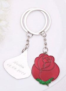 Métal personnalisé 4 pièces Rose porte-clés pour mariage