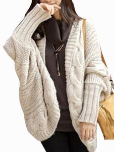 Cardigan féminin à la mode écru blanc tissé et finition délicate