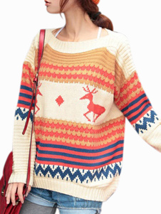 Pull féminin à motif de noël surdimensionné