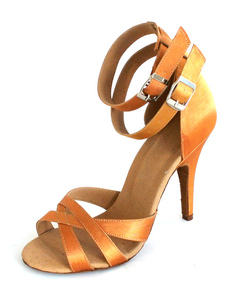 Chaussure de danse latine orange avec boucles