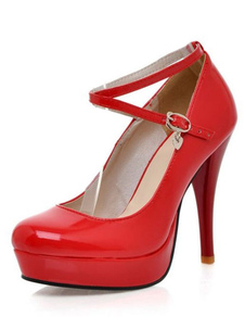 Escarpins à plateforme à talon aigu en PU verni