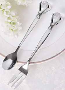 Cuillère en acier inoxydable de diamants Style et cadeaux de mariage de fourche