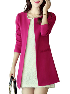 Blazer femme unicolore en coton d'ouverture devant