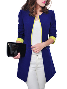 Blazer féminin synthétique bicolore avec passepoil