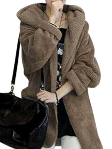 Manteau unicolore en fausse fourrure surdimensionné