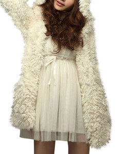 Manteau épais en coton écru blanc chaud