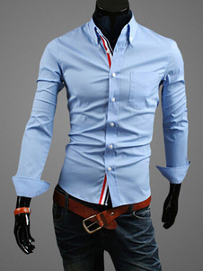 Chemise moulante avec passepoil à manche longue