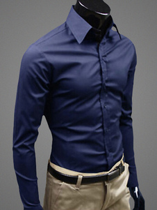 Chemise slim unicolore de manches longues