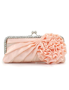 Pochette de soirée élégante en soie à kiss lock avec rosette