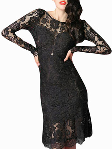 Robe bodycon en dentelle col bateau avec dentelle à dos décolleté