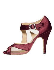 Chaussures de danse latine en soie et satin violet