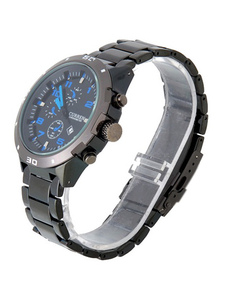 Montre métallique noire tendance pour adulte