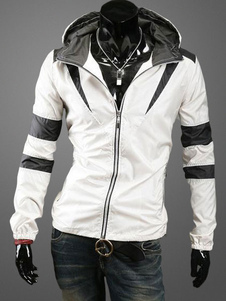 Blouson slim à capuche en polyester bicolore color-block